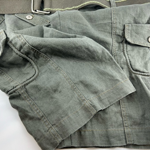 Mur Mur Shorts Size M Green 100% Linen Cargo Shorts W/Belt Anthropology #0058 - Picture 9 of 12